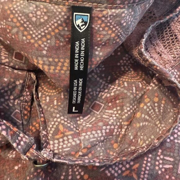 Kuhl Top Womens Size Large Flora 3/4 Shirt in Hyacinth Geometric Bohemian Tunic - Picture 7 of 14